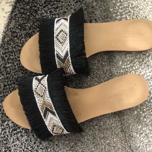 Black beaded slippers
